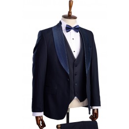 Costum ceremonie bleumarin rever detasabil